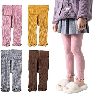 Girls Leggings for Little Girls, 2 Pack Toddler Girl Pants Leggings for Baby Tights Knitted Multi-Colors 2-9 Years