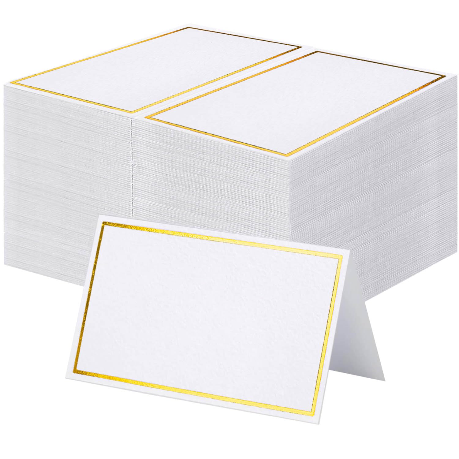 120Pcs Premium Place Cards, Small Table Cards with Gold Foil Border, 2" x 3.5" T