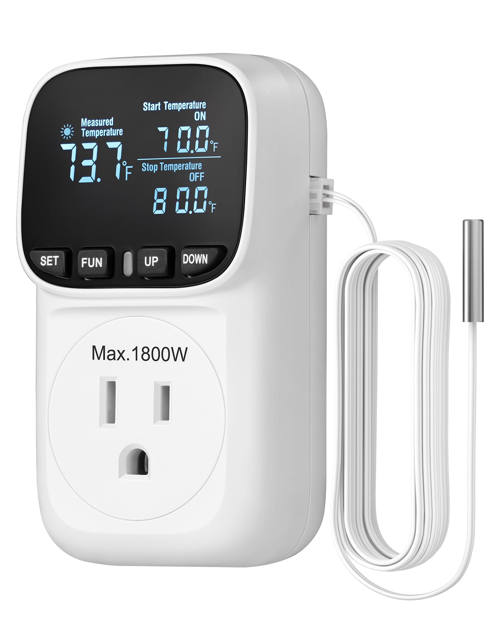 DEWENWILS Temperature Controller Outlet, 15A Thermostat Outlet, -40~210°F | VA D