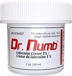Dr. Numb Tattoo Numbing Cream 5% Lidocaine Maximum Strength Topical Anesthetic | Fast-Acting Pain Relieving Cream for Tattoos, Piercing, Microneedling, Waxing, Microblading – 2 Oz