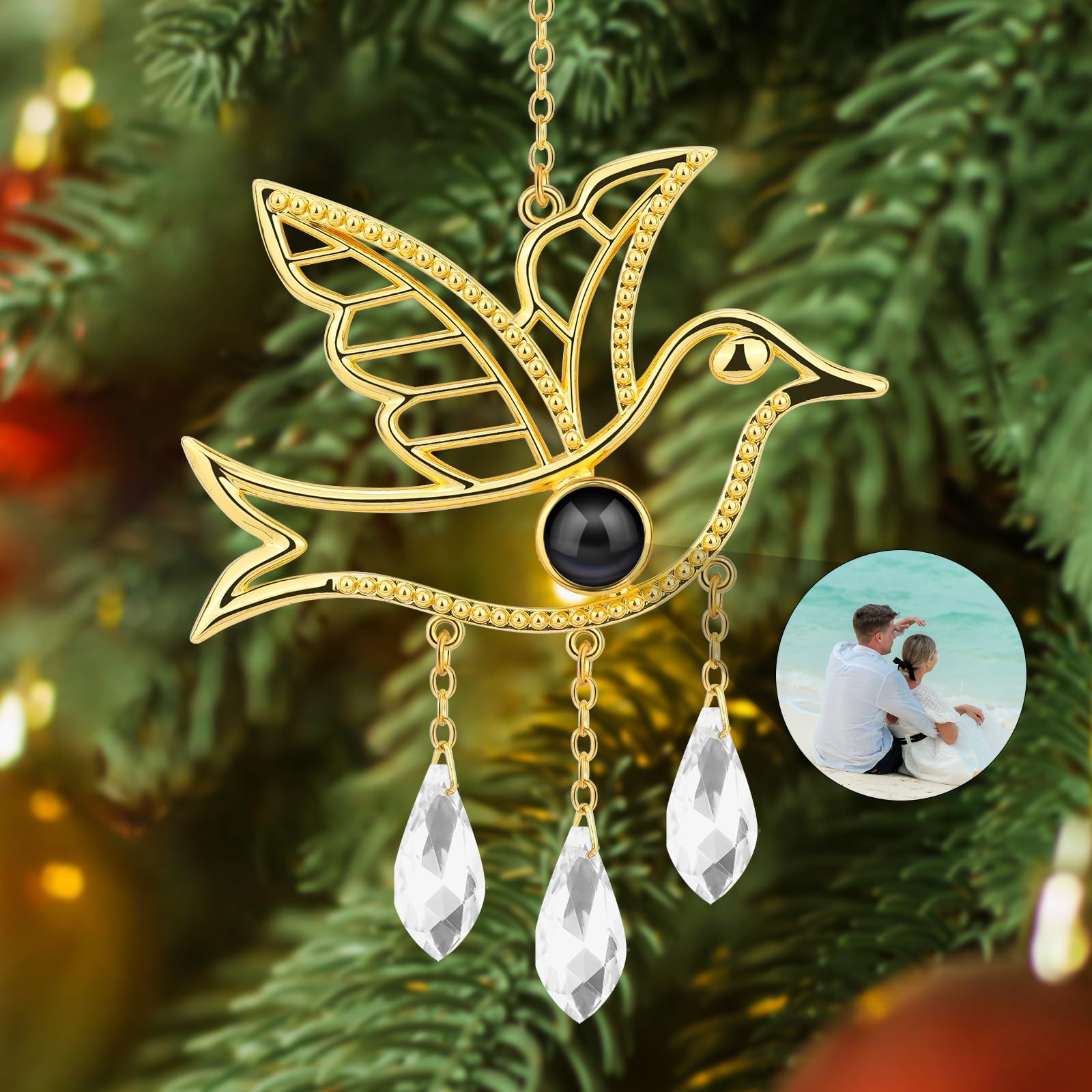 SUPHELPU Custom Snowflake Ornament with Picture Inside, Photo Ornaments for Chri