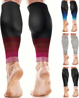 aZengear Calf Compression Sleeves for Men & Women - Shin Splint and Calf Support Brace - Compression Calf Guards - Leg Sleeves for Torn Muscle Cramps (L-XL, Pink Black)