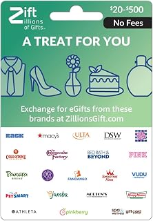 Zift Zillions of Gifts A Treat for You Shopping & Dining Physical Gift Card - $25