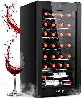 BODEGA COOLER 28 Bottle Wine Fridge, Cooler for Kitchen, Office, Room & bar | Freestanding & Under Counter, Fast Cooling Compressor, Digital Temp Control, Low Noise, UV Double Glass Door, 7 Shelves