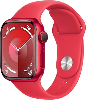Apple Watch Series 9 [GPS, 41mm] (Product) Red Aluminum Case with (Product) Red Sport Band, M/L (Renewed)