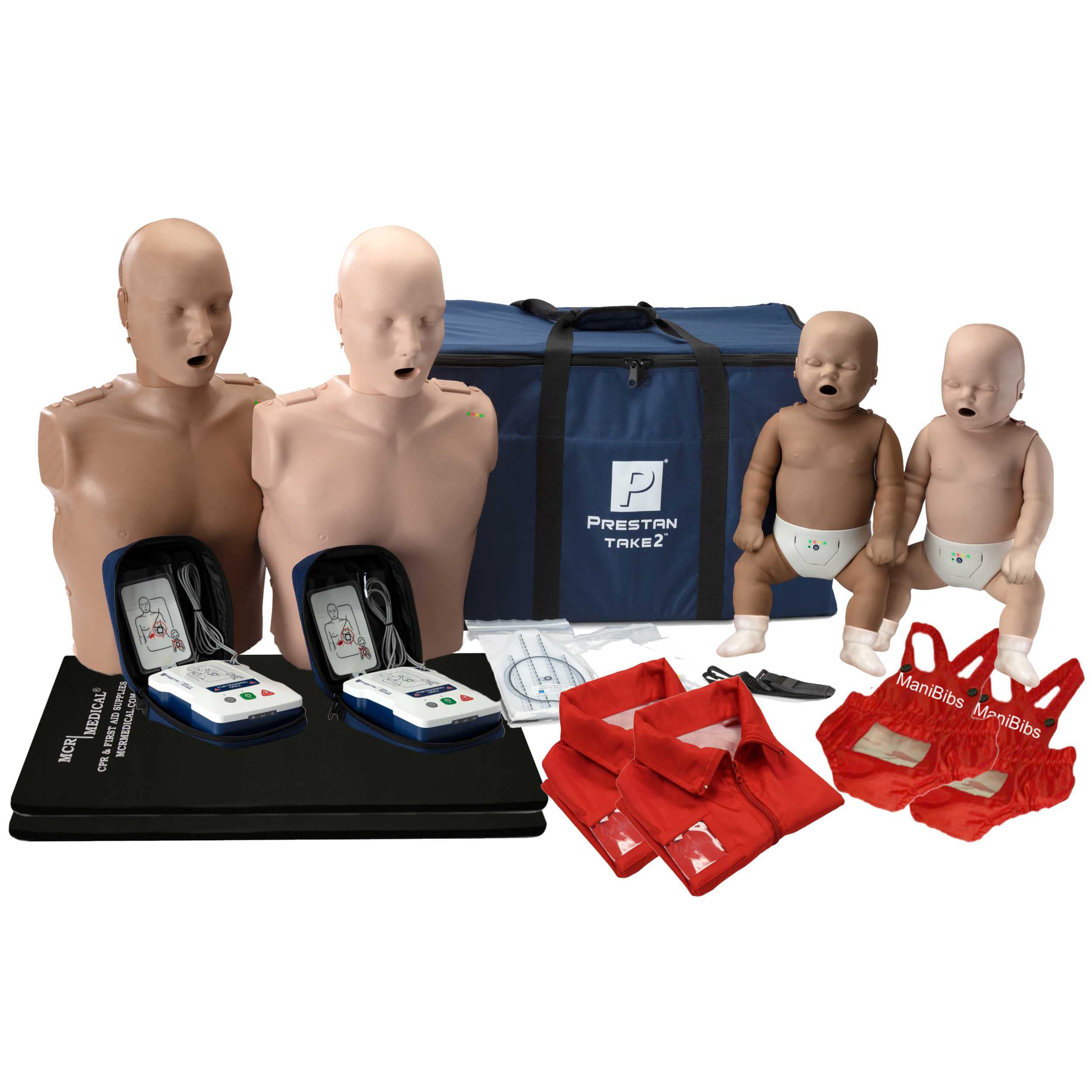 MCR Medical CPR Manikin/AED Training Kit, 2 Adult/2 Infant, Diversity Tone | Dev