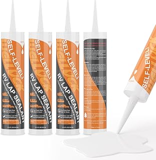 WELLUCK 4PC Self Leveling RV Roof Sealant Lap for RV Roofs, White Flexible Repair Caulking Rubber Epdm Sealant for Camper Motorhomes Trailers, Secure Odorless Waterproof &amp; UV All Weather Adhesive