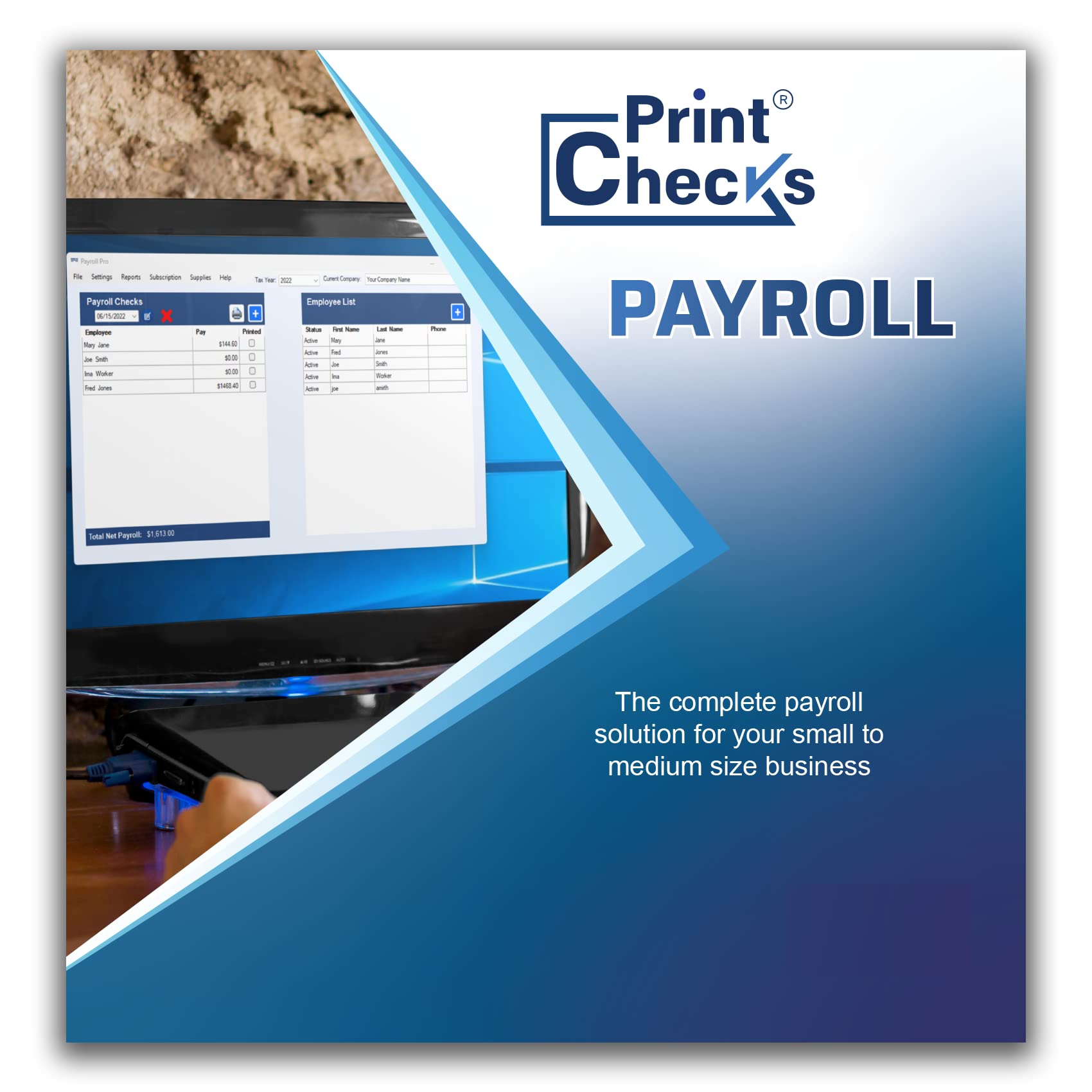 Print Checks Payroll - Payroll software for Windows 10/11 - CD - Includes 12 mon