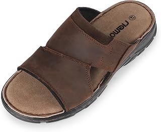riemot Men's Open Leather Sandals Non-Slip Sandals with Footbed Perfect for Travel, Fishing and Leisure 41-47 EU