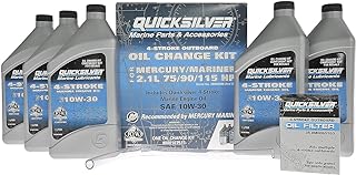 Quicksilver 10W-30 Oil Change Kit for 4-Stroke 75hp, 90hp and 115hp Mercury 2.1L Outboards