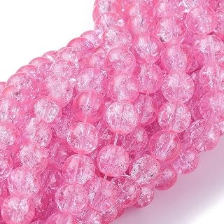 About 100pcs 8mm Round Crackle Glass Beads Handmade Loose Spacer Beads for DIY Friendship Bracelet Necklace Crafts Jewelry Making