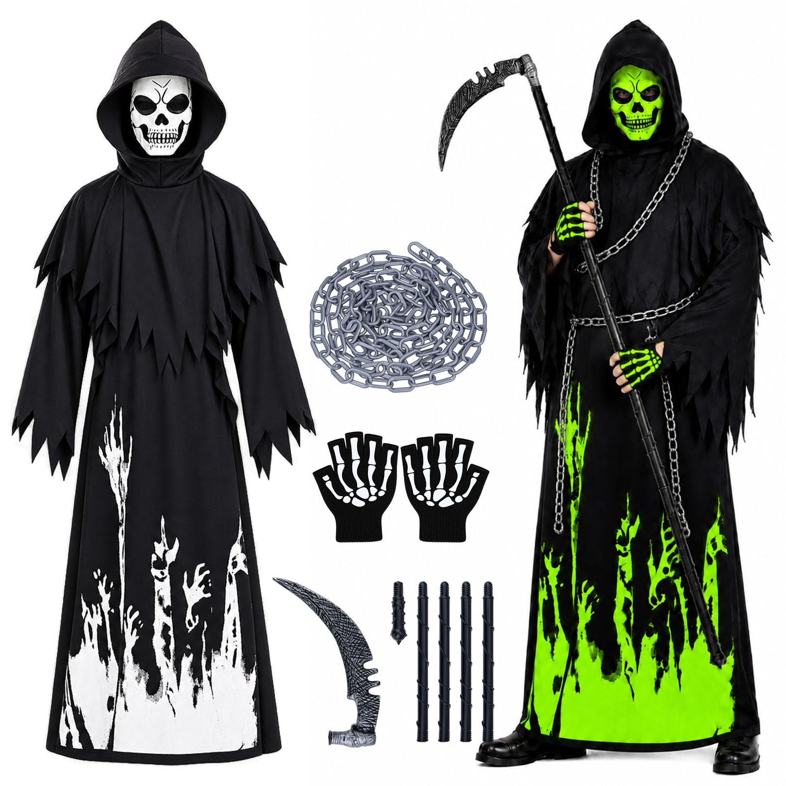 Hysagtek Glow in The Dark Grim Reaper Costume Adult