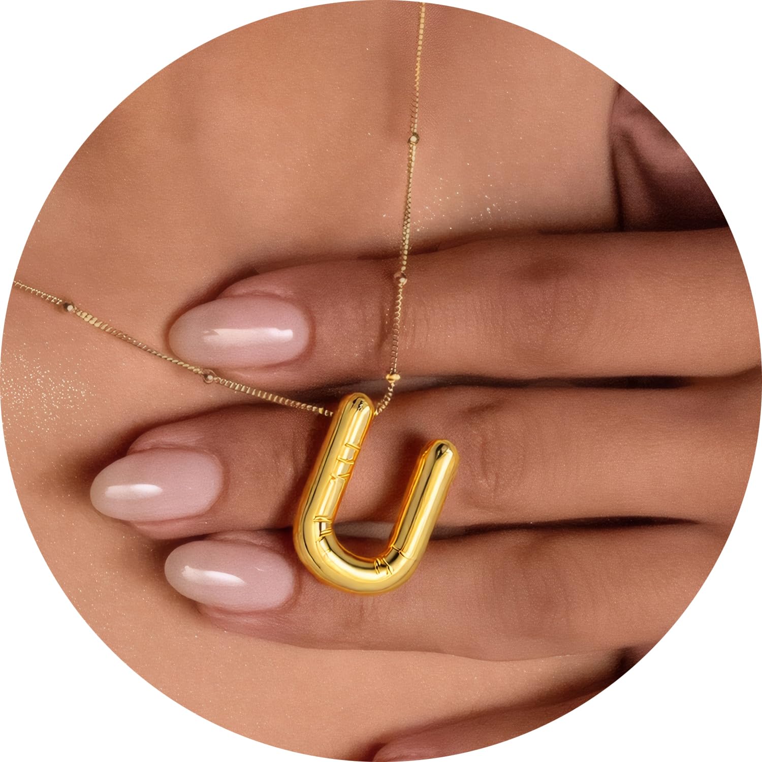 3D Initial A-Z Pendant Necklace with Snake Chain Made of Fashion Stainless Steel