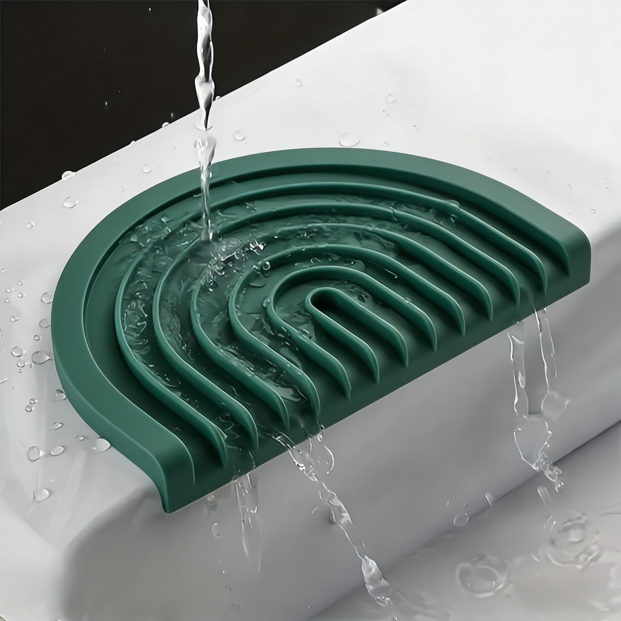 Silicone Soap Dish with Self-Draining Edges, Bathroom Countertop Soap Holder, Si