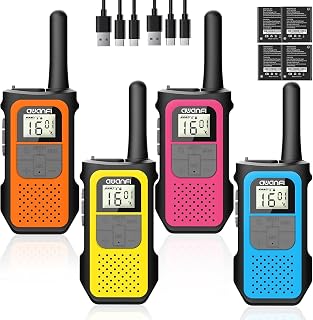 Walkie Talkies 4 Pack for Adults Kids Long Range Rechargeable 2-Way Radio | PMR446 16 Channels, 1200mAh Battery, USB-C Cable, VOX Hands Free for Outdoor Cycling Camping Hiking Activities
