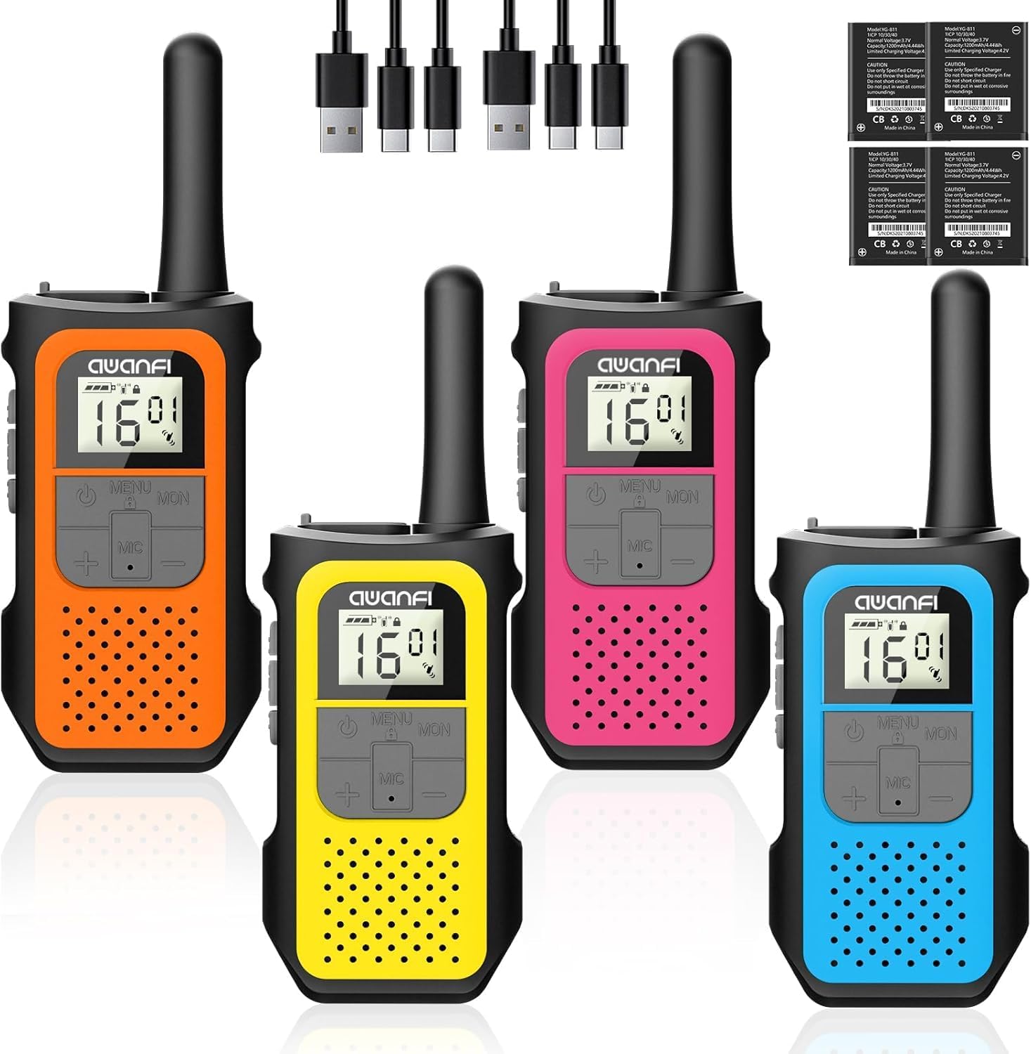 Walkie Talkies 4 Pack for Adults Kids Long Range Rechargeable 2-Way Radio | PMR4