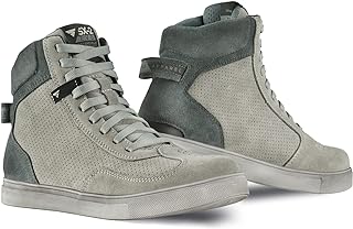 SHIMA SX-2 EVO Motorbike Shoes for Men - Breathable, Reinforced Leather Street Riding Shoes with Ankle Support, Anti-Slip Sole, Gear Pad (Blue, 9,5)