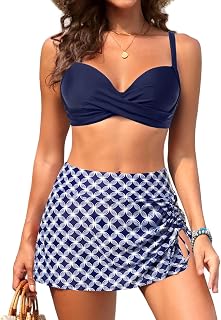Yonique Women's Underwire Bikini with Skirt - Push Up Swimsuit Two Piece High Waist Swimsuit 2025