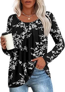Anymeet Womens Winter Spring Tops 2026 Casual Shirts Pleated Blouse for Leggings M-3XL