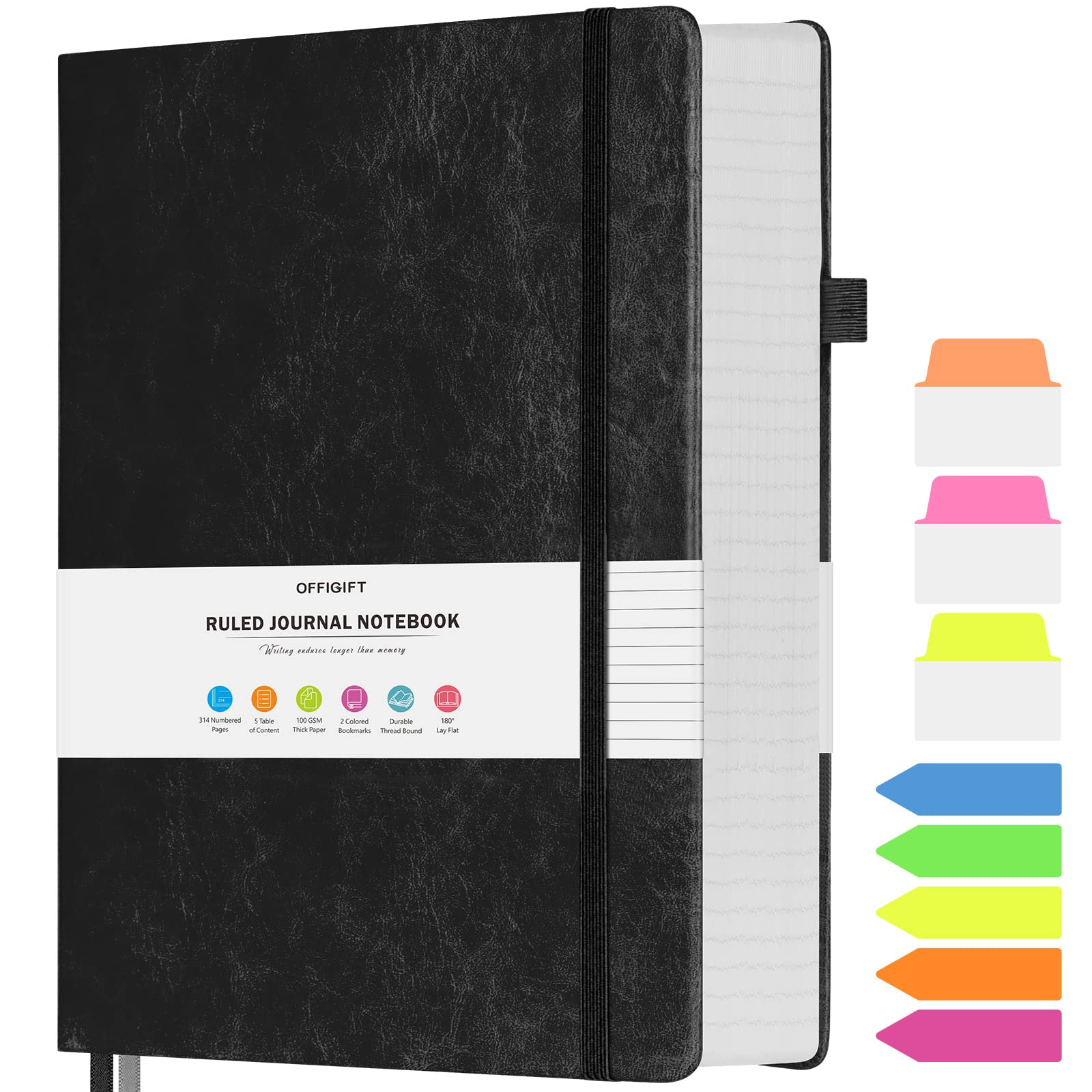 College Ruled Notebook, Large B5 Hardcover Leather Journal, 312 Numbered Pages W