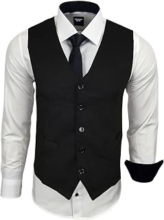 Subliminal Mode RN33 Men's Long Sleeve Shirt + Vest + Tie | Classic Fit | Comfortable and Easy to Wash | Ideal for Office and Casual Outings