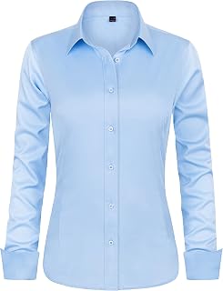 J.VER Womens Dress Shirts Long Sleeve Button Down Shirt Wrinkle-Free Business Casual Blouse Office Work Tops