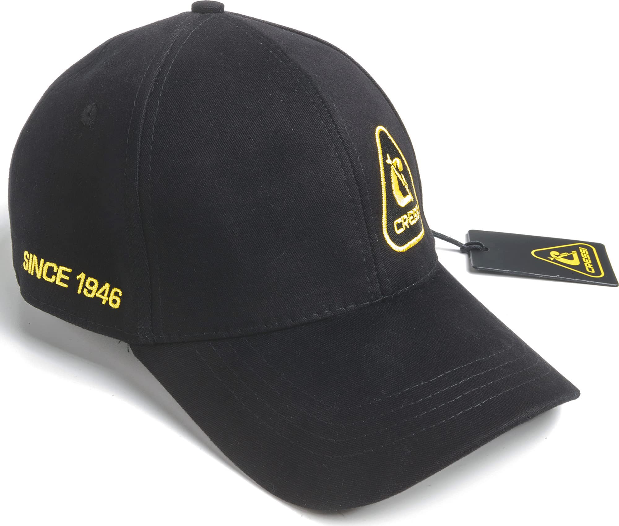 Cressi Unisex Baseball Cap, Black Yellow, One Size UK