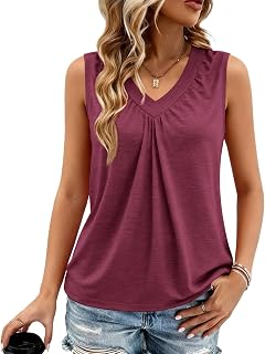 Women Tank Tops Summer Tops for Women V Neck Sleeveless Women Tops Soft Basic Casual Loose Fit Spring Summer Trendy Clothes