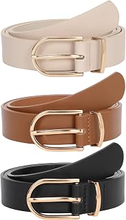 JASGOOD Women's Leather Belts for Jeans Trousers Fashion Women Belt with Gold Buckle
