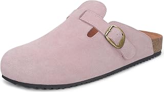 Intini Womens Mens Genuine Suede Clogs Cork Footbed Sandals with Arch Support