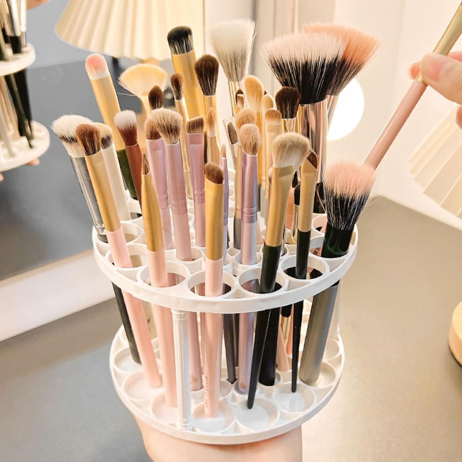360 Degree Rotating Brush Holder - Perfect for Art Brushes, Pens, Makeup Tools, 