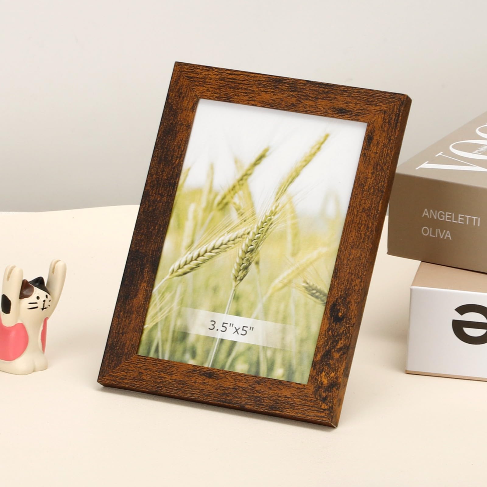 Rustic Distressed Picture Frame with Plastic Front, Vintage Inspired Photo Frame