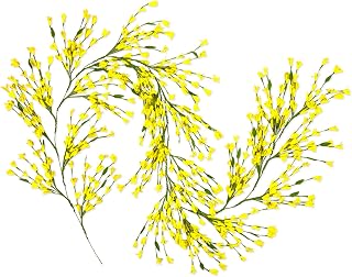 Canlierr 1 Pack 71 Inch Artificial Forsythia Branches Faux Flower Vine Garland Forsythia Flower Hanging Wreath Floral DIY Decoration for Front Door Home Indoor Spring Wedding Easter Decor (Yellow)