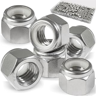 Vifmy 1/4-20 Lock Nut, 110Pcs Stainless Steel Nylock Insert Locking Nuts | 1/4 in locknut,nylon insert hex nuts 304 SS A2-70, standard sae thread nylock nut vibration resistant for bolts,machinery