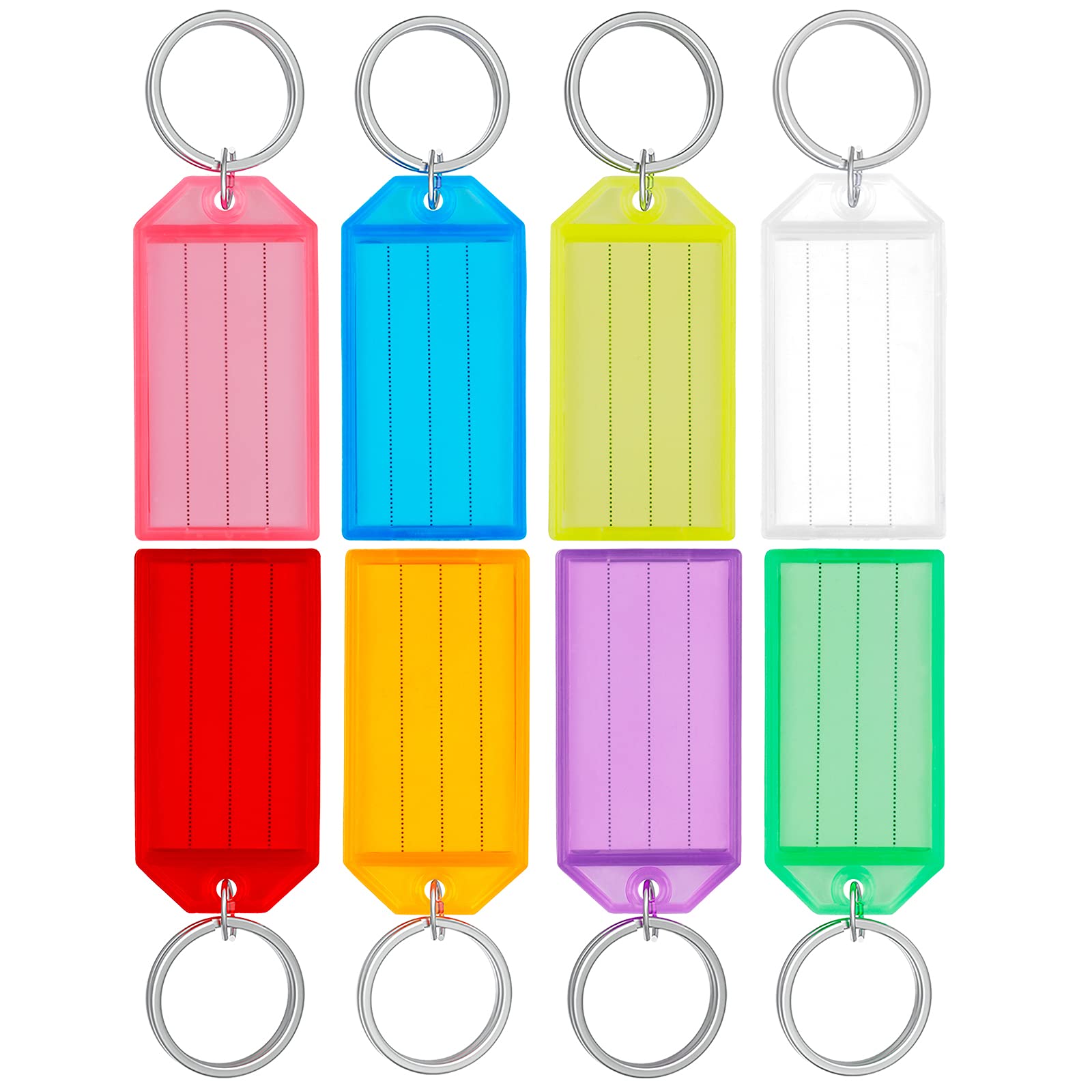 Pawfly 20 Pieces Key Tags 2 Inch Plastic Key Chain Tags with Ruled Blank Paper L