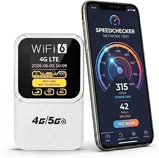 4G LTE Mobile WiFi Hotspot Unlocked, Portable Travel Router with SIM Card Slot, Qualcomm Chipset, Up to 300Mbps WiFi, 3000mAh Battery, Connects 15 Devices, WPA3 Security