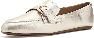 Cole Haan Damen Grand Ambition Alette Buckle Loafer, Weiches, goldfarbenes getrommeltes Leder, 8.5 Wide