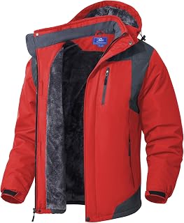SPOSULEI Mens Skiing Jackets with Hoode Snowboarding Waterproof Fleece Liner Coats Windproof Winter Raincoat Multi Pockets