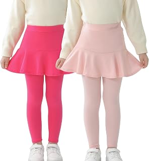 StyleSavvy Trendy Girls' Leggings with Skirt - 2 Pack of Cotton Ruffle Skirt Pants for Kids for 3-8 Years