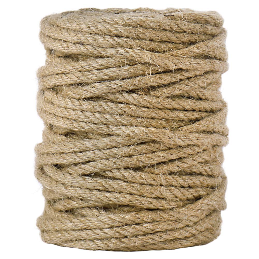 Tenn Well 5mm Natural Jute Twine, 100 Feet 4Ply Twisted Heavy Duty Rope | For Ga