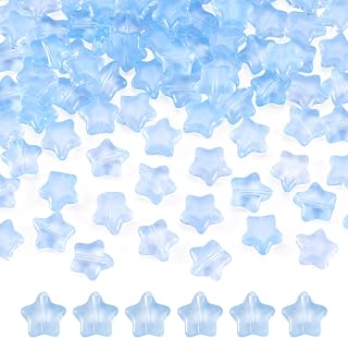 100pcs Star Shape Clear Glass Spacer Beads Spray Painting Imitation Jade Beads for DIY Earring Bracelet Necklace Jewelry Crafts Supplies 8x8.5x4