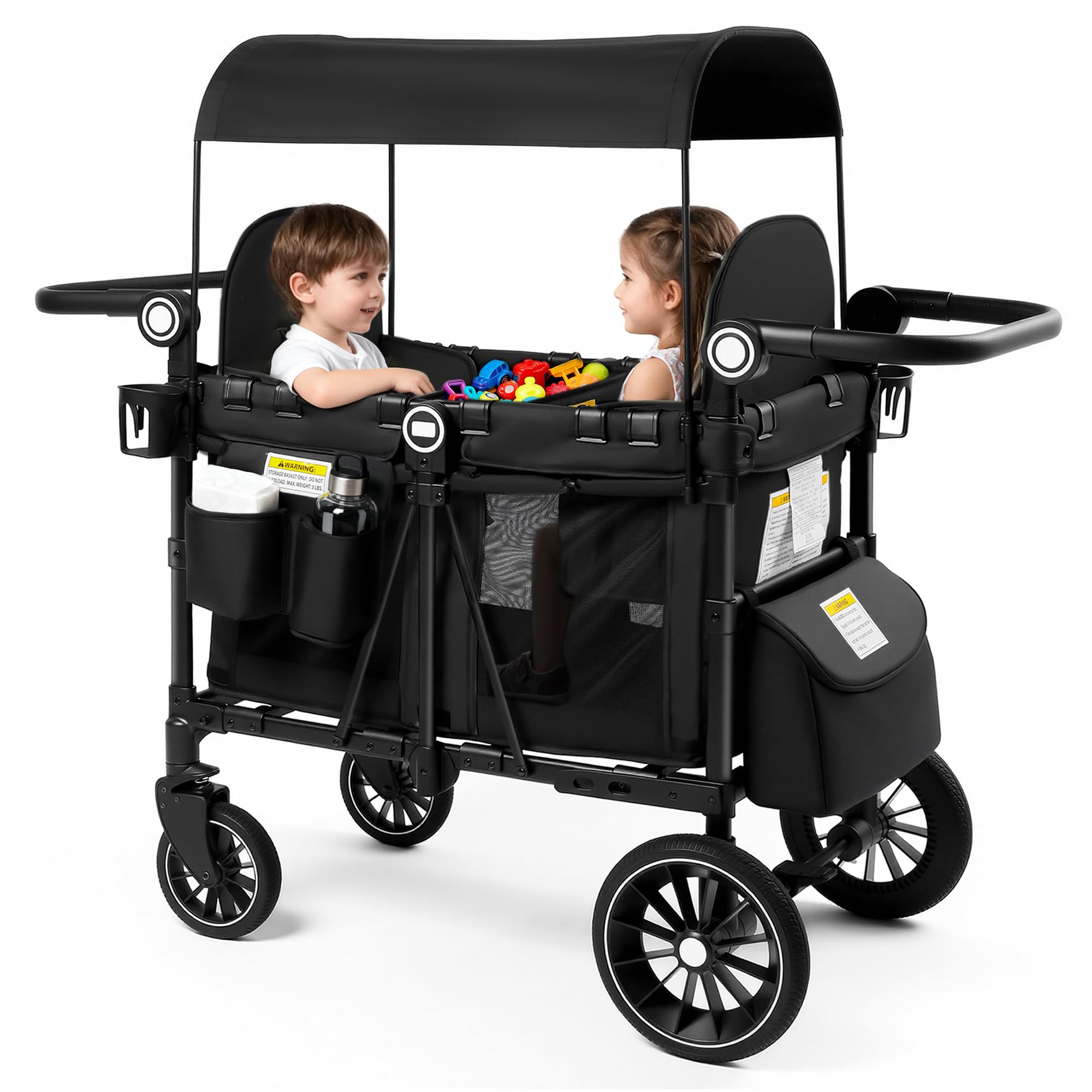 Kinder King Wagon Stroller for 2 Kids, Shock-Absorbing Wheel, Black | All-Terrai