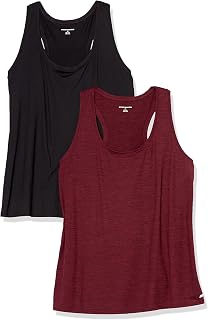 Amazon Essentials Women's Scoop Neck Racerback Tank Top, Quick Dry Stretch Tech Fabric Multipack