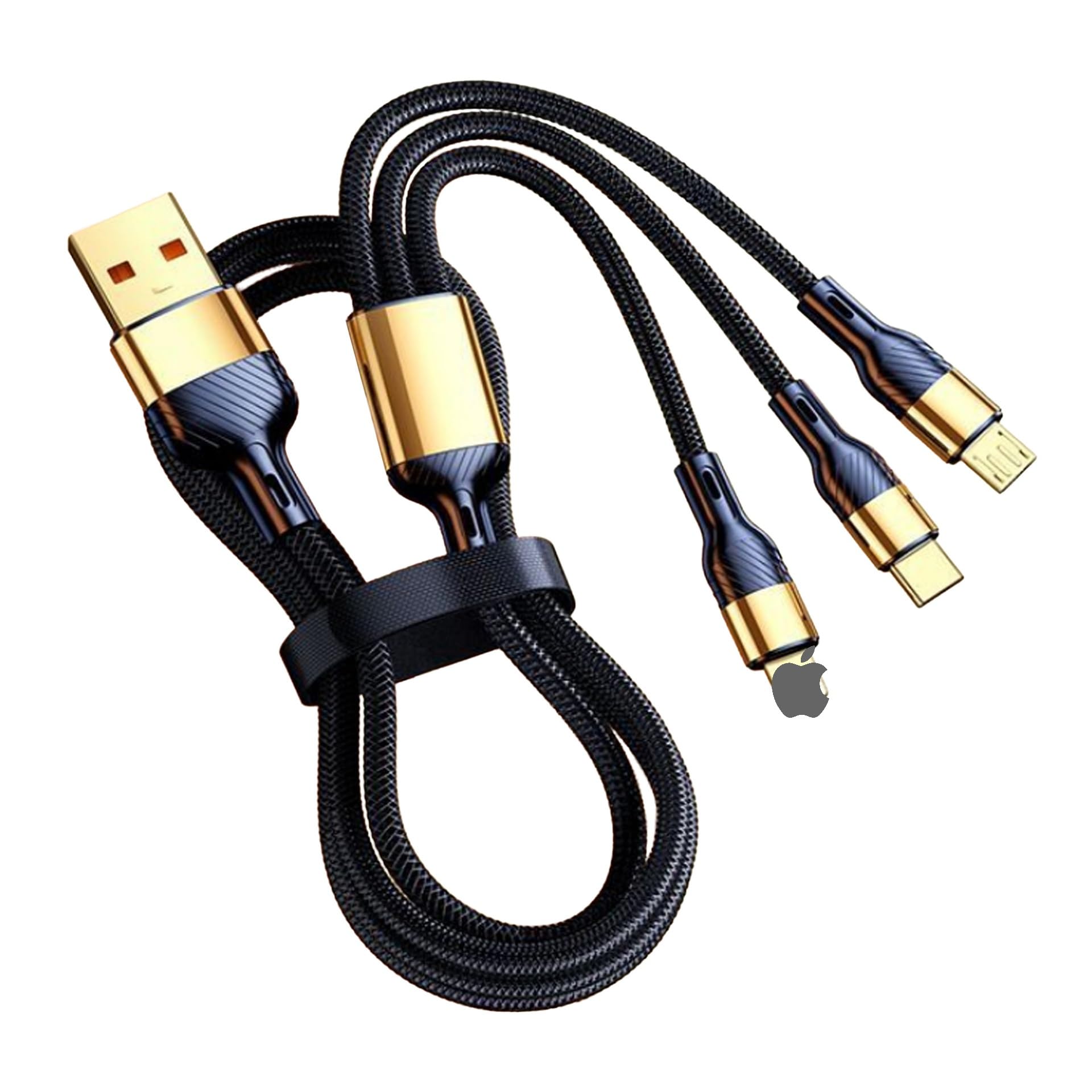 220W マルチ充電ケーブル 4フィート/1.2m 3イン1 充電コード、複数の高速編組USBケーブル、レッド