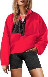Yanekop Womens Fleece Pullover Jacket Sherpa Sweatshirt with Pockets