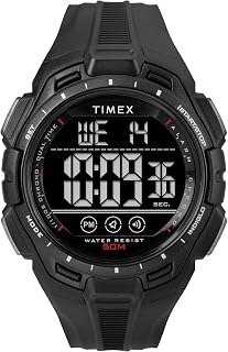 Timex Orologio sportivo da uomo, 43 mm, cinturino in resina nera, quadrante digitale, cassa nera TW5M61700