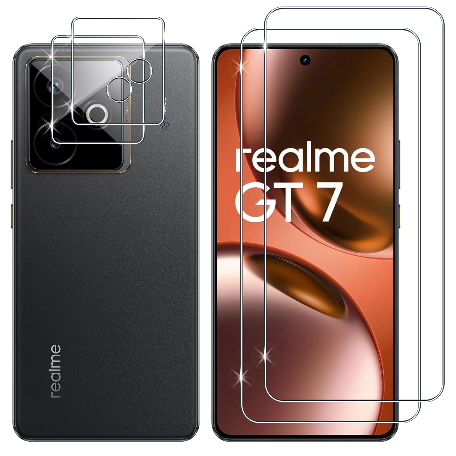 Lutree Tempered Glass for Realme GT 7T 5G/GT 7 5G, 2+2 Pieces Screen Protector +