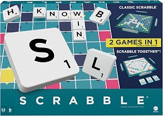 Mattel Games Scrabble Board Game for Ages 8+, 2-4 Players, English Edition | Two Ways to Play, Classic and Collaborative Together Mode, with 56 Goal Cards that Teach Scrabble Basics, HWD43