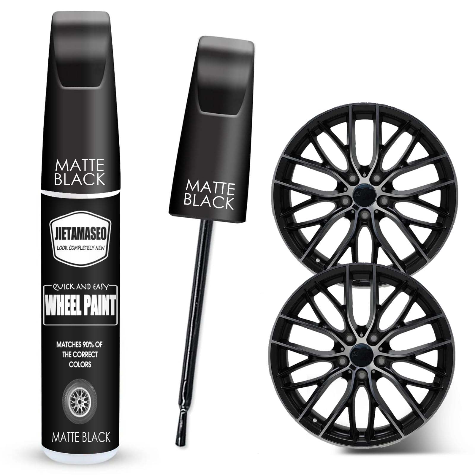 Matte Black Rim Touch Up Paint - Wheel Repair Kit Curb Rash, Quick And Easy Whee