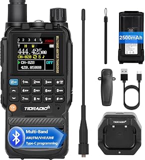 TIDRADIO TD-H3 Ham Radio,APP/Web Bluetooth Programming, 8-Band-Air Band | Freq Copy, DTMF, NOAA Weather, 2500mAh, Long Range Walkie Talkies, Two Way Radio Communication for Emergency Camping-1Pack